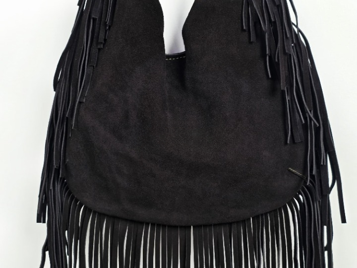 Marrakesh Artisanal Suede Fringe Hobo Bag