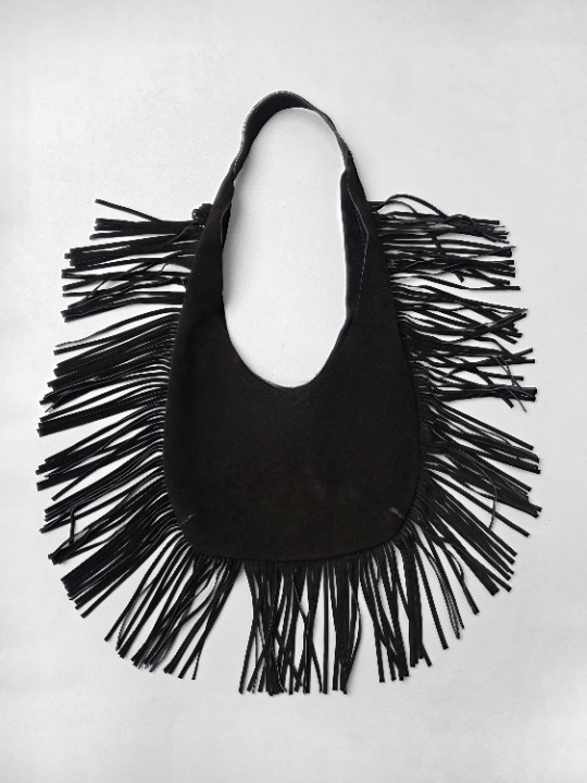 Marrakesh Artisanal Suede Fringe Hobo Bag