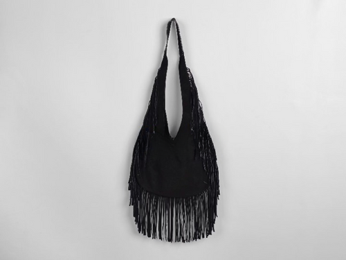 Marrakesh Artisanal Suede Fringe Hobo Bag