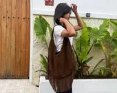 Marrakesh Artisanal Suede Fringe Hobo Bag